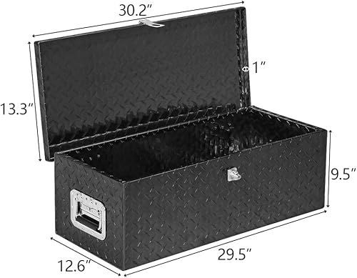 Miniatura 6 de TUFFIOM Caja de herramientas de aluminio para camión de 30 pulgadas, caja de herramientas de almacenamiento con llave y 2 llaves, rectangular, color