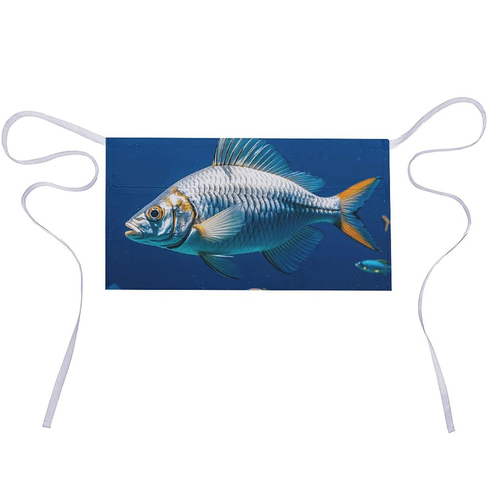 DJUETRUI Flying Fish in The Oceans Adjustable for Women Men with Pockets Extra Long Lab Apron Butcher Apron Oxford Cloth Cotton Apron for Kitchen Cooking Baking
