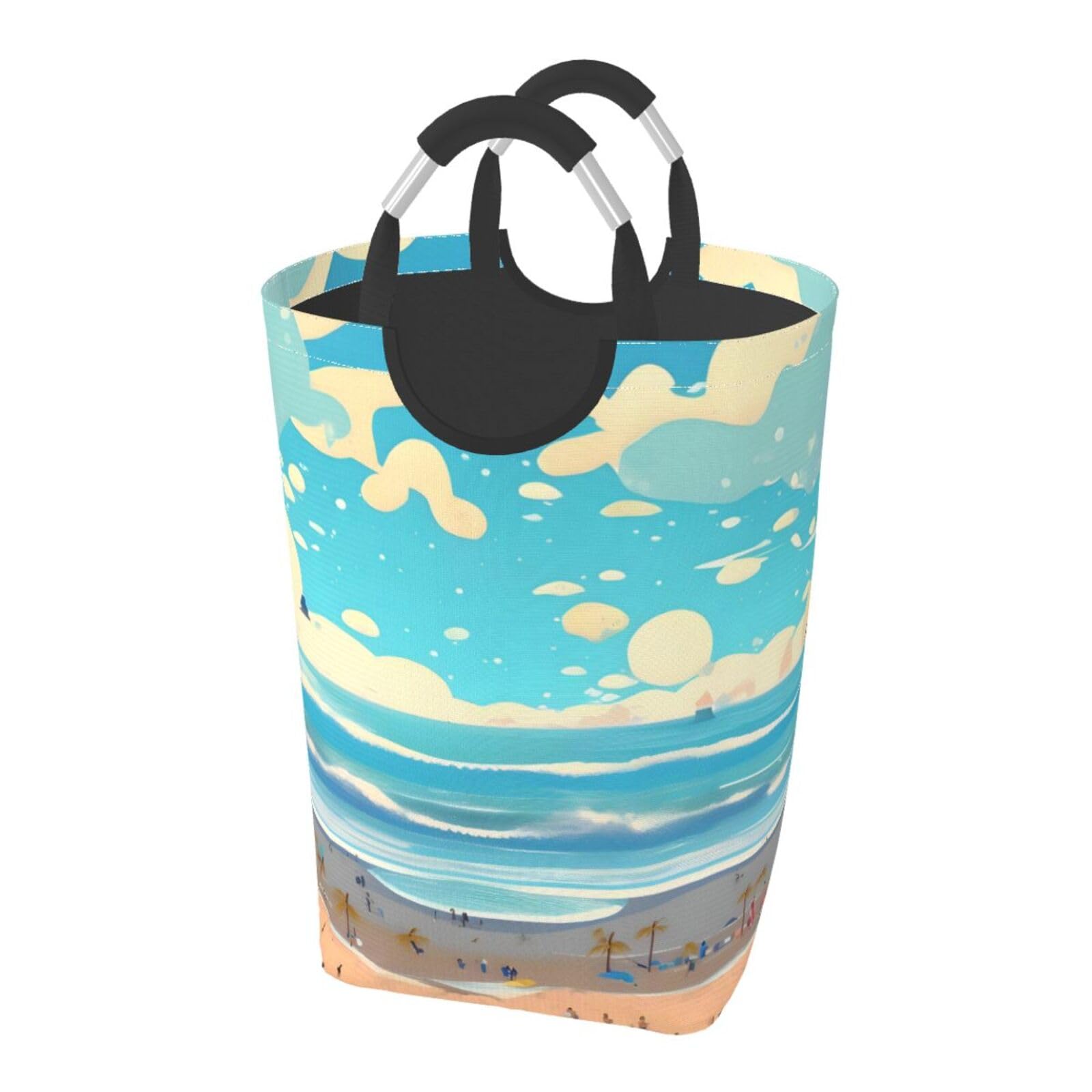 Strand-Cartoon-Aufbewahrungstasche, quadratisch, 50 l, faltbarer Wäschekorb, geeignet für Waschküche, Schlafsaal, Schlafzimmer