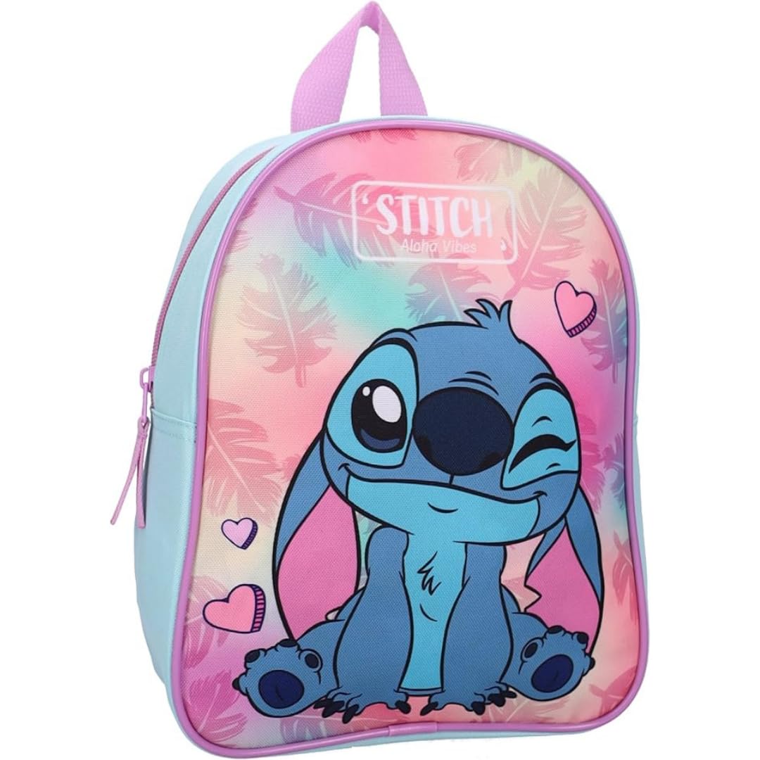 mybagstory | Plecak dla dzieci | Mały tornister szkolny dla przedszkola i szkoły podstawowej od 5 lat | Regulowane ramiączka | Pomysły na prezent | Wymiary 29 x 22 x 9 cm, Stitch - różowy/niebieski