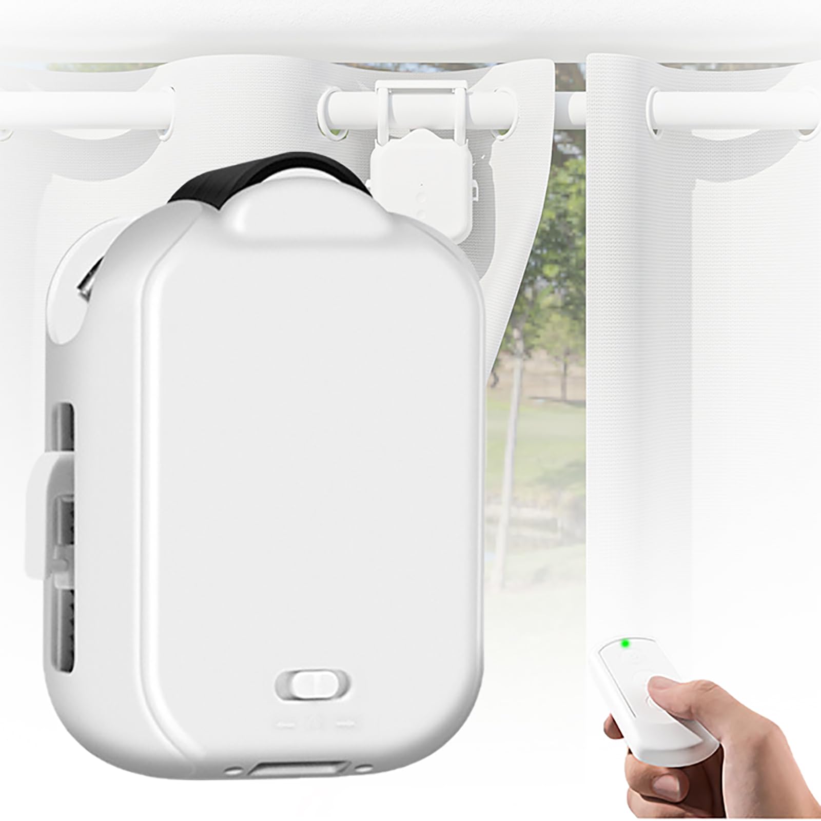 Eoweiot Track Automatic Curtain Opener Robot, Roman Rod T- U-Rail Curtain Motor With Remote Control App Control,No Charging Roman Pole ( 1Pc)
