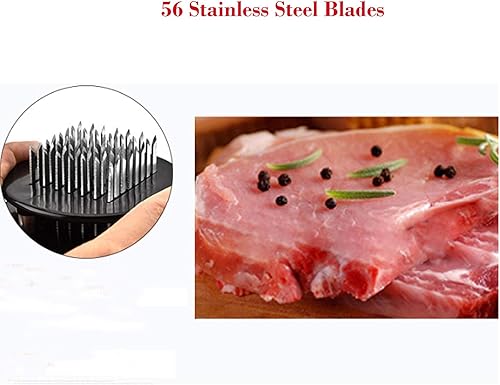 Miniatura 3 de Ablandador de carne, ablandador de acero inoxidable de 56 agujas para ablandar carne de res, pescado y aves de corral, negro