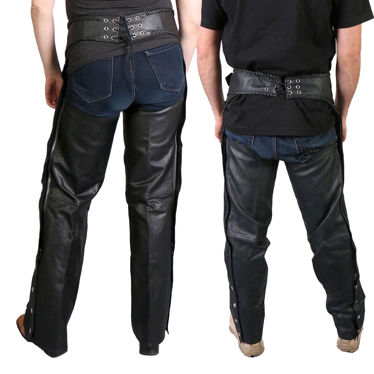 Hot Leathers Chaps aus Leder, groß, Schwarz