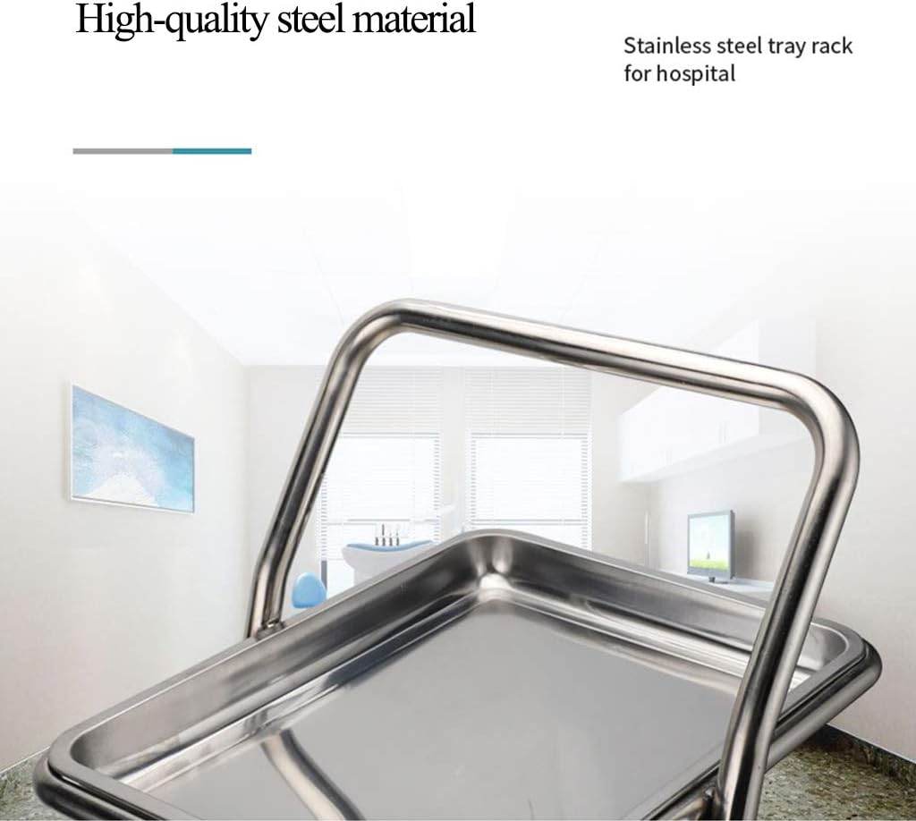Stainless Steel Medical Trolley Medical Pallet Rack Single Parallel Bar with Plate Thickened Pipe Welded Firmly Brake Assembled Trolley Treatment Cart Operating Room Dental Clinic (Single Pole 40x50)