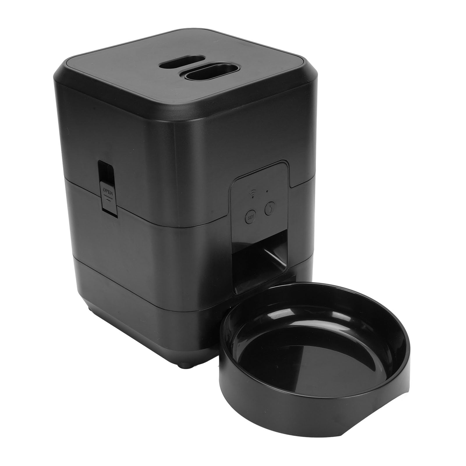 SIXRUN Zeitgesteuerter Automatischer Futterautomat für Haustiere, One-Touch-Einrichtung, WiFi-Konnektivität, Präziser Algorithmus für eine Ausgewogene Ernährung, ABS-Material (Black)