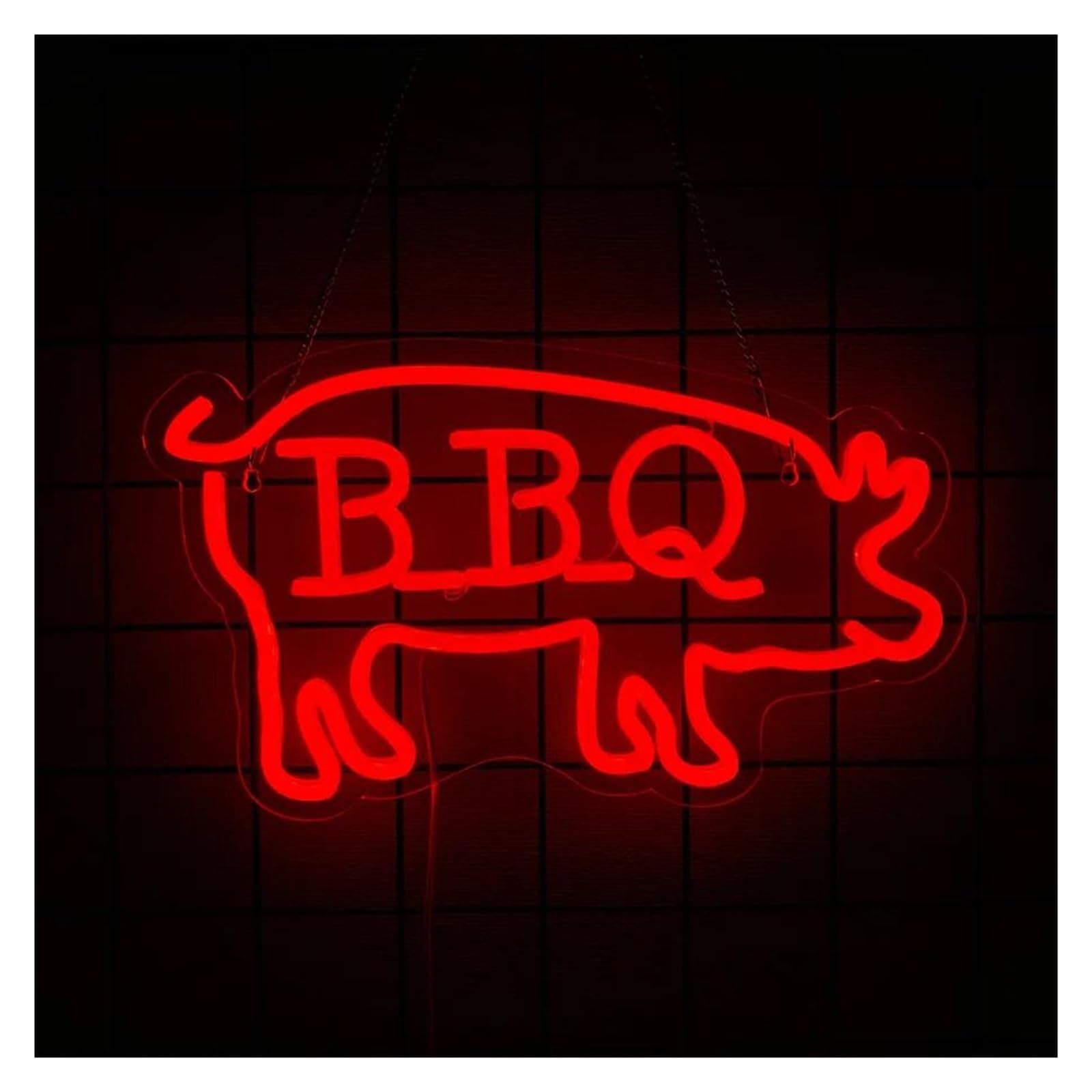 LEMST Sign Lamp BBQ Neon Sign Red Pig Light USB Powered for Barbecue Shop Restaurant Shop Club Kitchen Business Decor Signs Illuminated 37cmx22cm