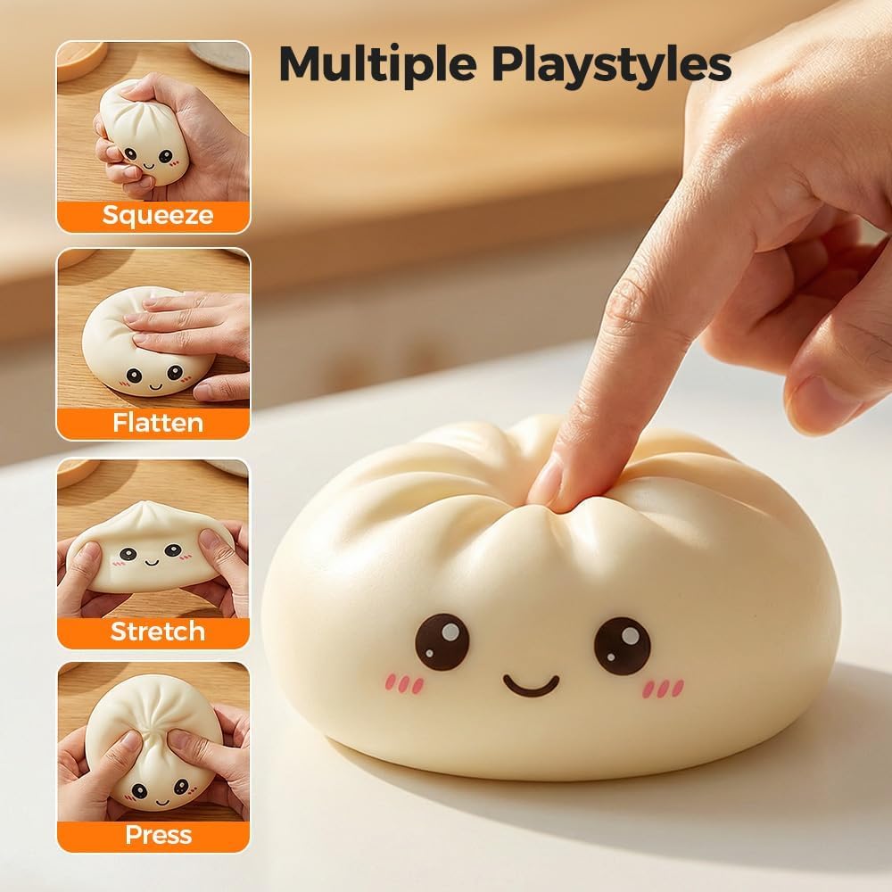 Dumpling Squishy, Mystery Dumpling Squishy, Dumplings Sensory Squeeze Toy for Stress Relief, Soft Squeeze Decompression Dough for Adults Classroom Prizes & Party Favors（White） — view 2