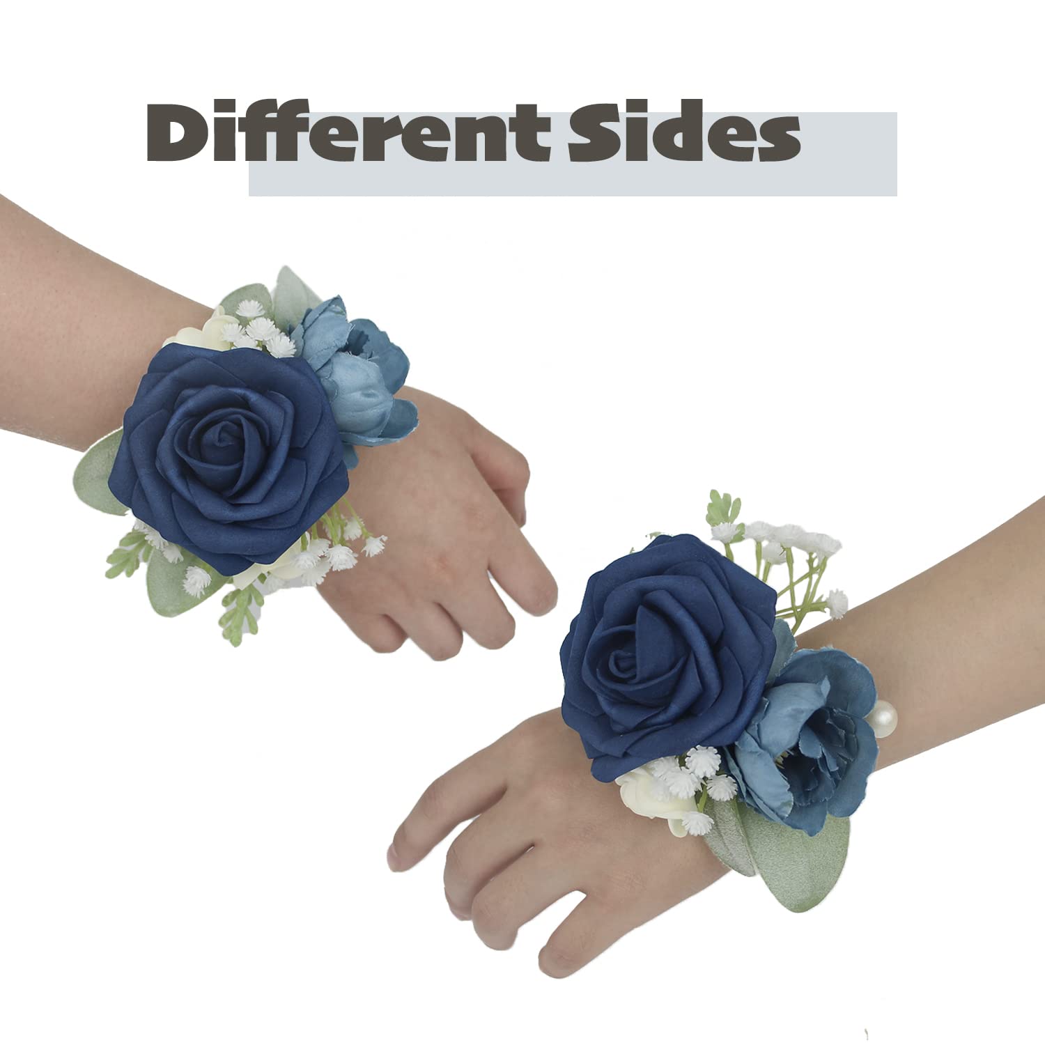 Rinlong Gorset i Boutonniere Zestaw Granatowa Róża Gorset Bransoletka Pan Młody Kwiat Boutonniere dla Mężczyzn Ślub Homecoming Gorset na bal