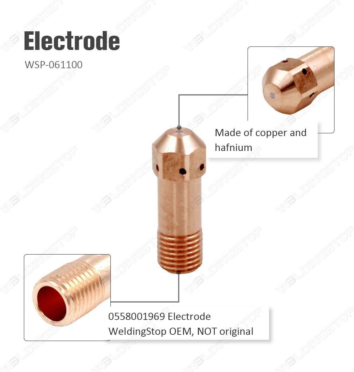 Electrode 0558001969 & Nozzle 0558002908 Tip 0.039'' 1.0mm 40A for Plasma Cutting ESAB PT-32 Torch