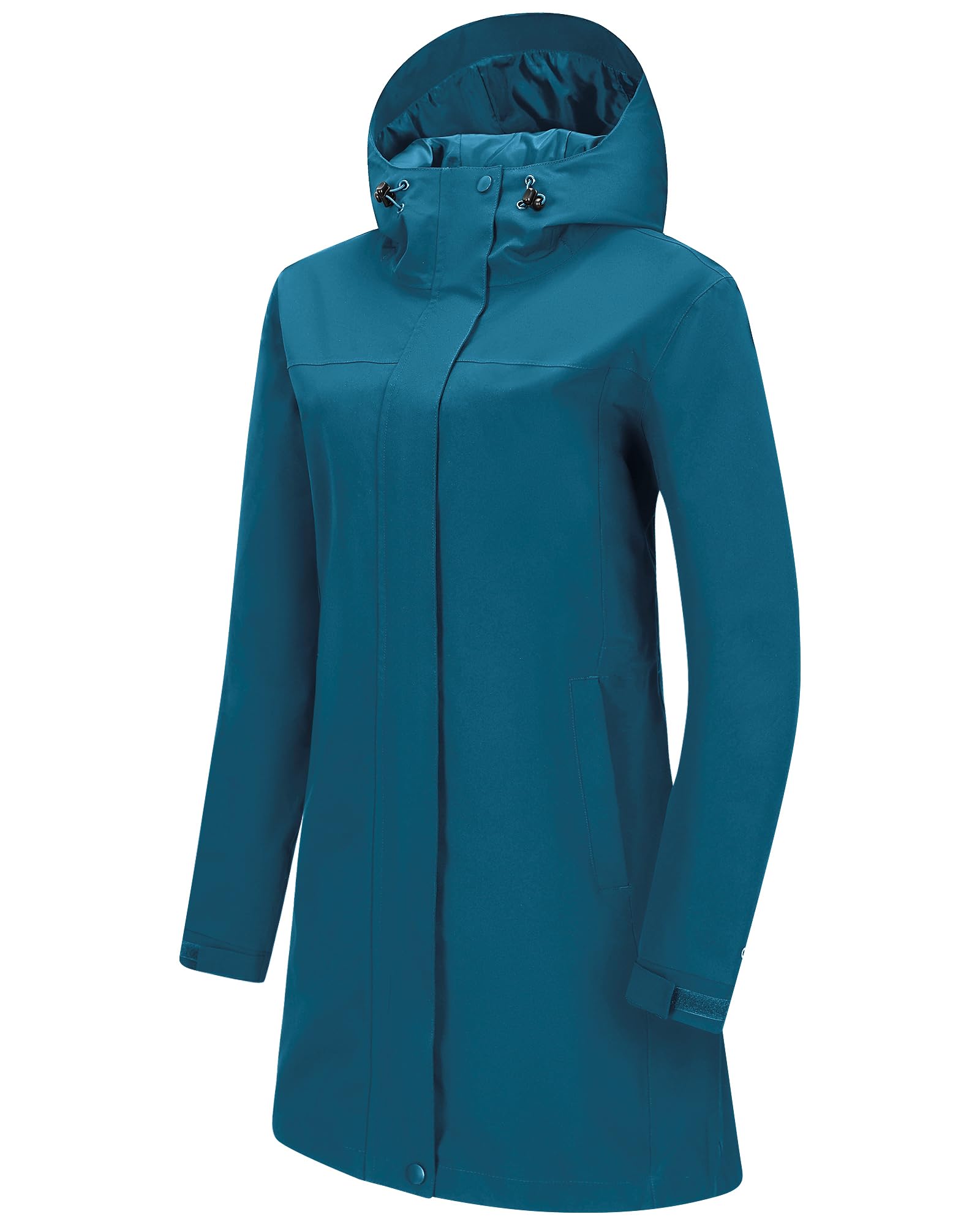33,000ft Damen Regenjacke Windbreaker Lange Wasserdichte Softshelljacke mit Kapuze Leicht Übergangsjacke Wanderjacke Atmungsaktive Regenmantel für Frühling Sommer und Herbst
