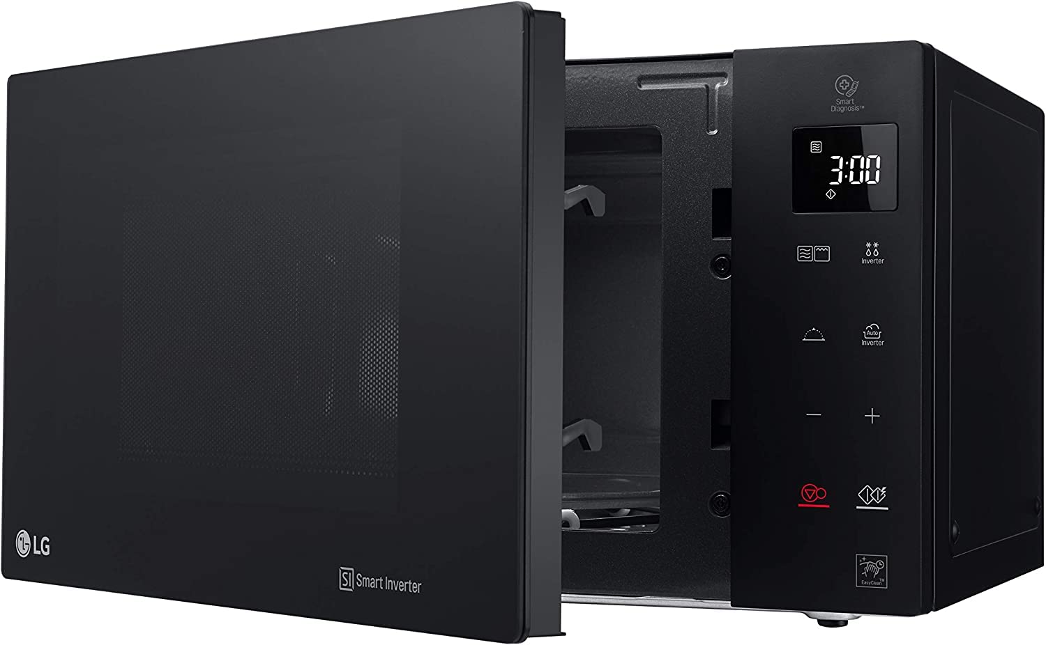 LG MH6535GDS Forno Microonde Smart Inverter con Grill al Quarzo, 25 Litri, 1000 W, Programmi Automatici, Livelli di Potenza Regolabili, Cottura a Vapore - Nero