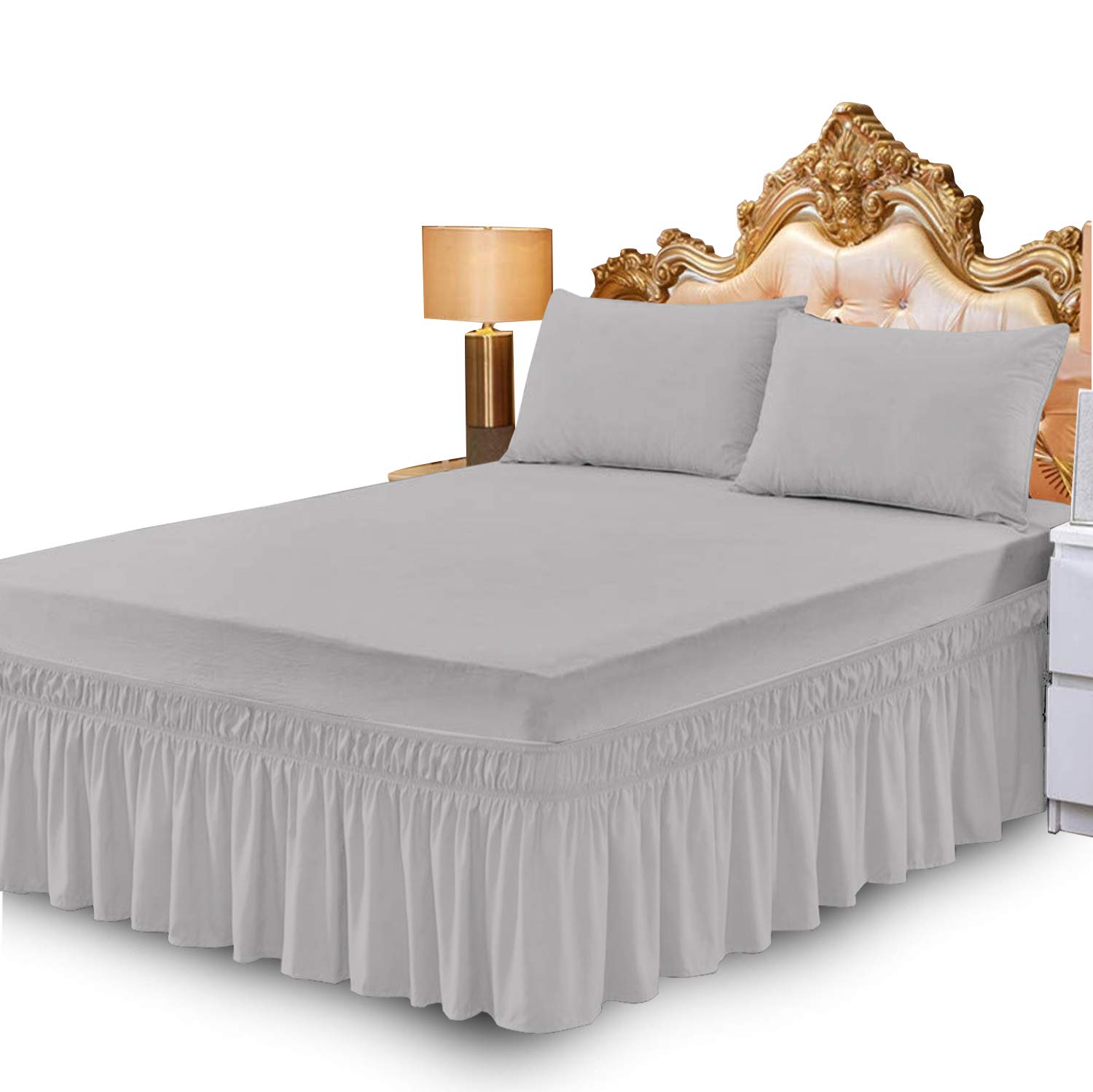 Plain Dyed Deep Fitted Valance Sheet Poly Cotton Sheet Single Double King Super King (Silver Grey, Super King)