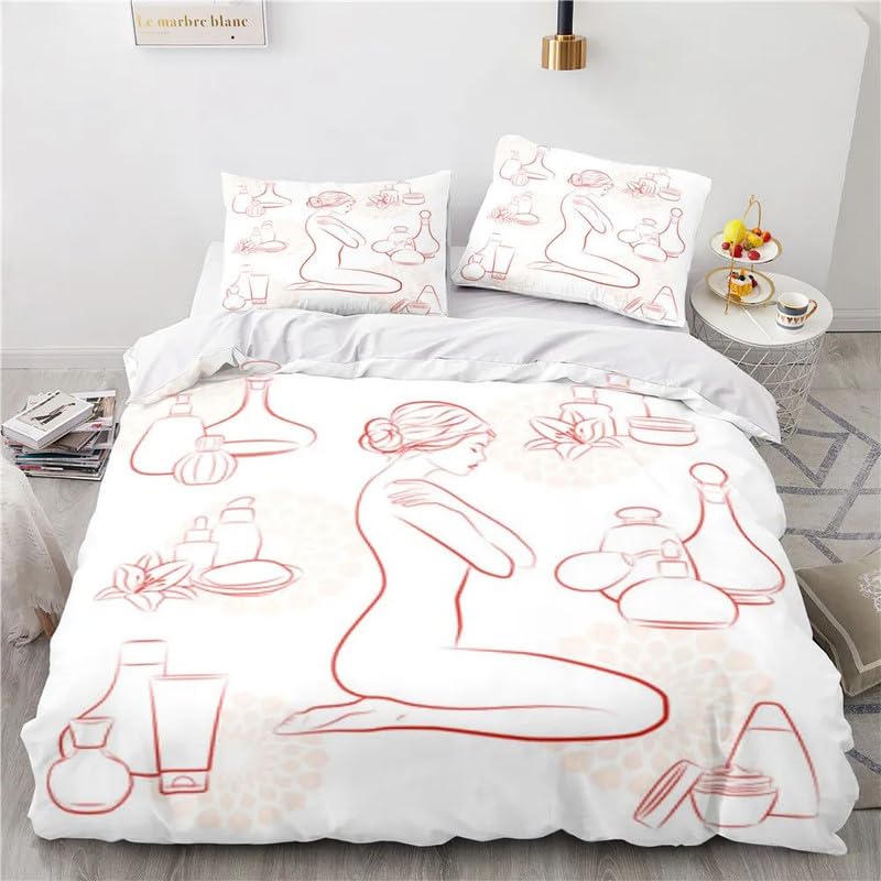 Housse de couette 240 x 260 cm à lignes beiges pour chambre parentale
