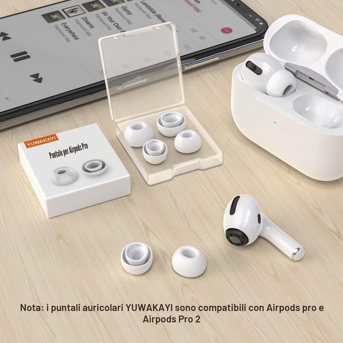 [3 paia] Gommini per AirPods Pro e AirPods Pro 2 con Foro per la Riduzione del Rumore, Auricolari in Silicone per Airpods Pro con Custodia Portatile (S/M/L)