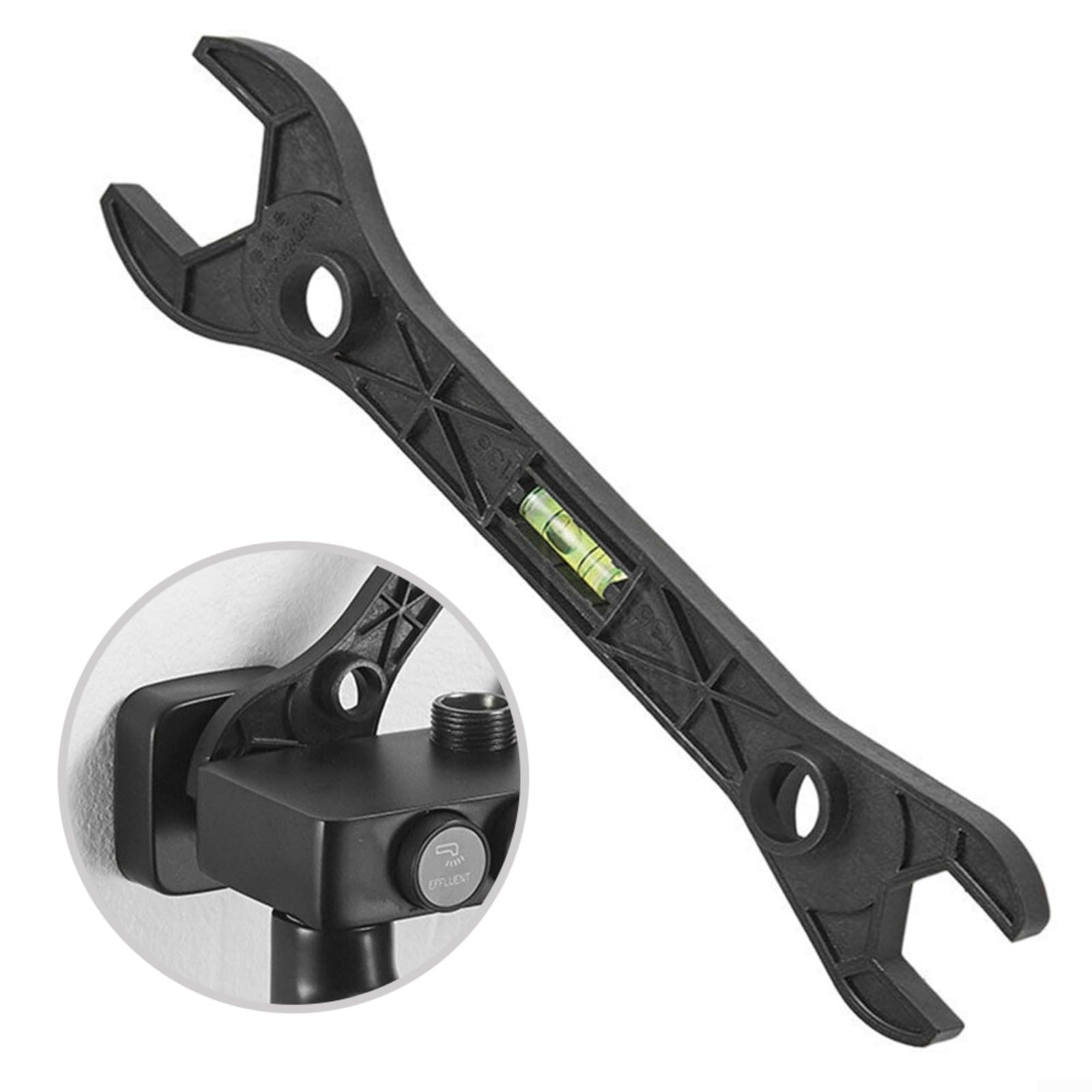 HEIBTENY Shower Wrench Tool with Spirit Level, Universal Wrench Plumbing Wrench, Portable Bathroom Repair Wrench for Shower Faucets, Shower Heads, Hex Screws