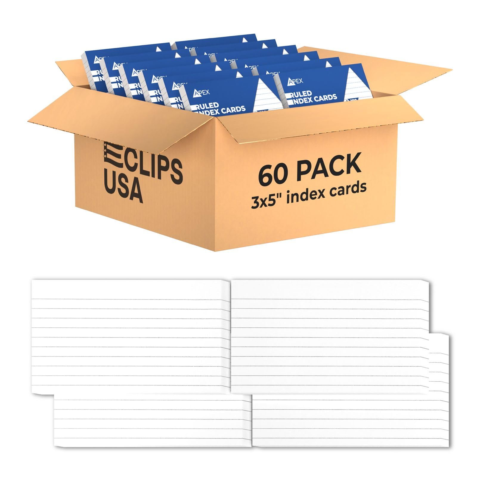 Index Cards Bulk, 3 x 5 Index Cards (6000 Cards), Flash Cards, Note Cards, Flashcards, Index Cards 4x6, Notecards, Flash Cards For Studying, 100 Cards Per Pack, (60 Pack, 3X5)
