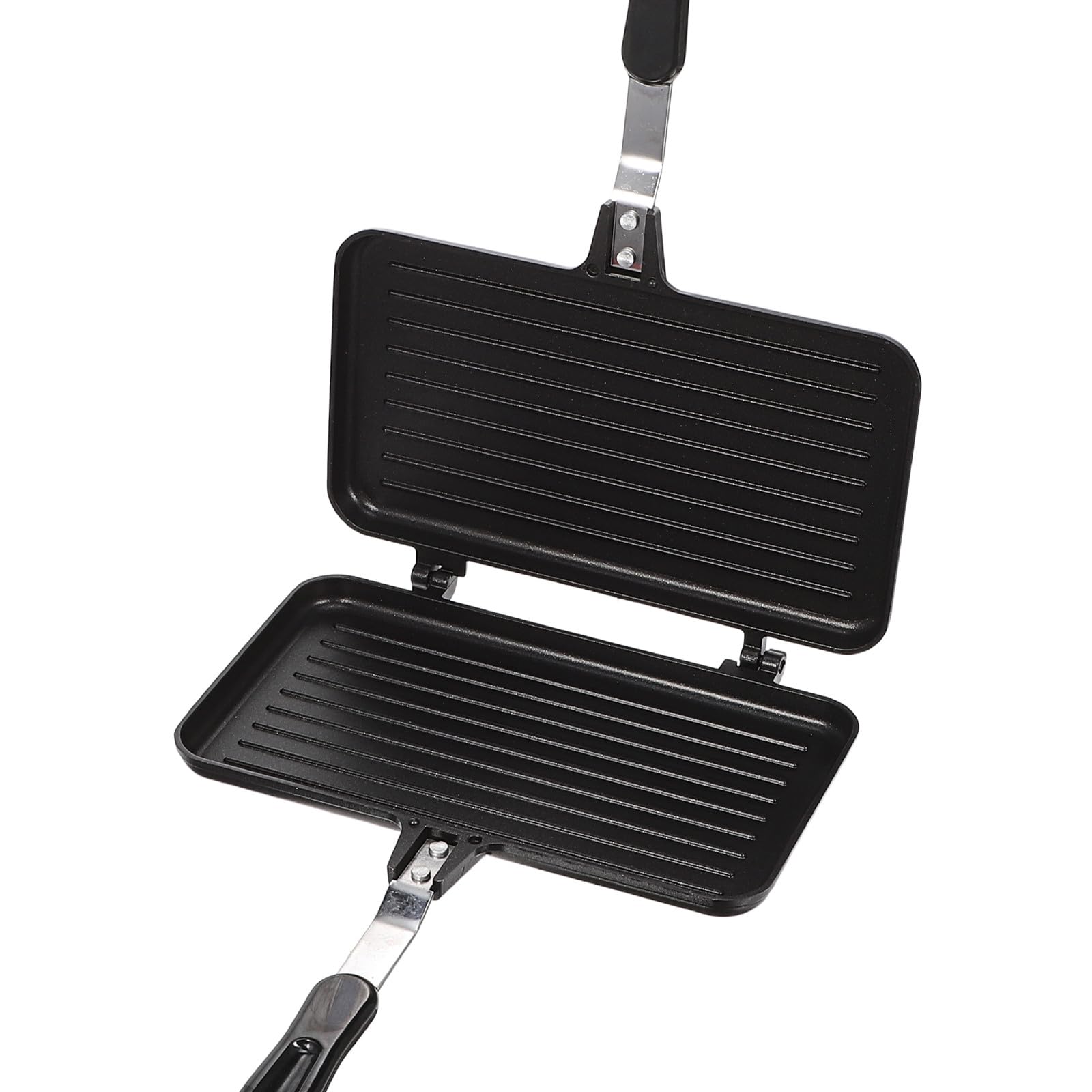 ULTECHNOVO Sartén Sandwichera Doble de Aluminio Antiadherente Diseño Ergonómico para Hornear Tostadas y Postres en Uso Doméstico Color Negro
