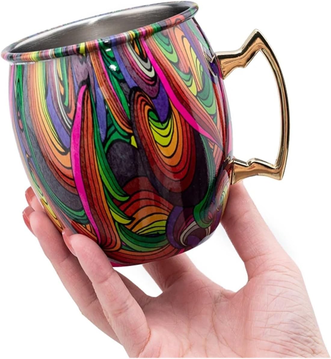 2Pcs New Cocktail Wine Cup Moscow Mule Mug Stainless Steel、550ML Beer Cup Bar、Home, Outdoor, Restaurant、Beverage Cup 304(Golden)