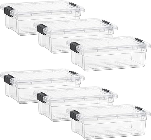 Superio Cajas de almacenamiento transparentes con tapas, contenedores de plástico de 1.15 cuartos de galón para organizar, cajas apilables, sin BPA,