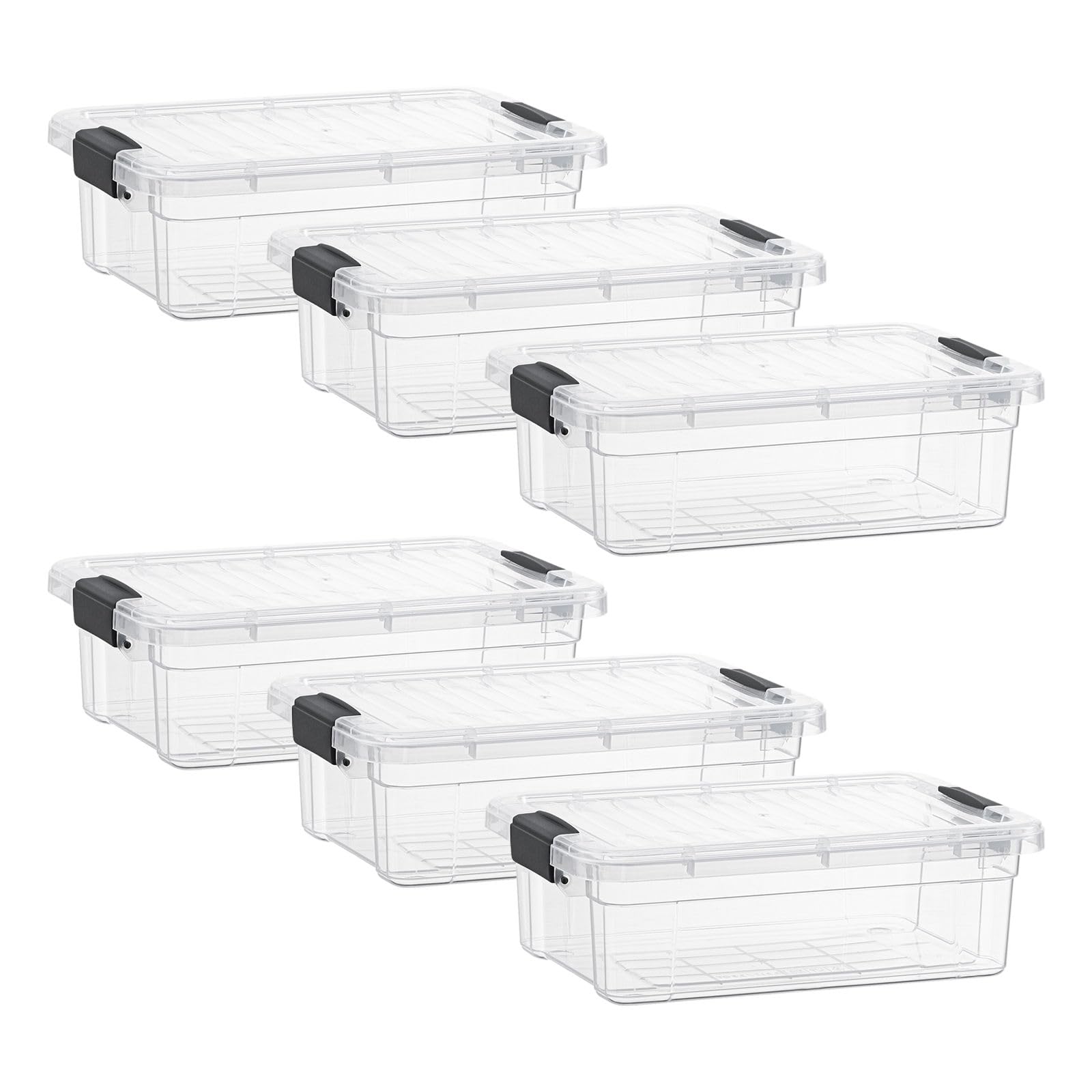Superio 2.3 Quart Clear Plastic Storage Containers with Lids, Stackable Organizer Bins, BPA-Free Storage Boxes for Home, Office, Dorm &amp; Classroom, 6 Pack