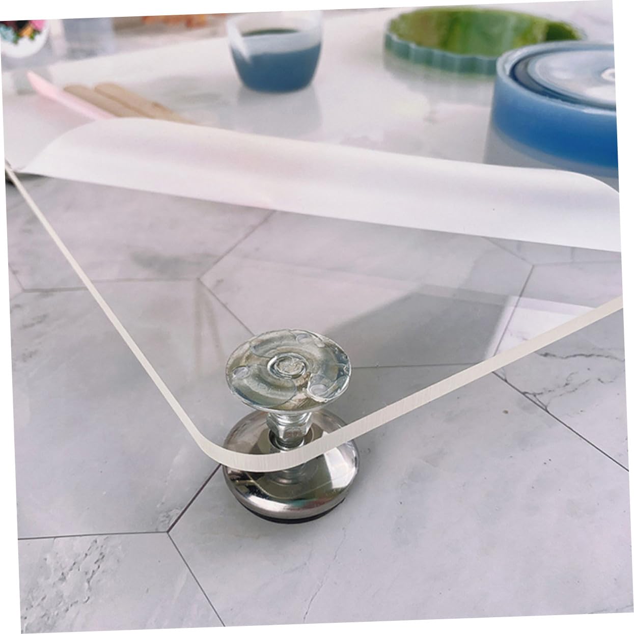 Verstellbare Nivellierplatte aus Acryl mit Höhenverstellbarer Selbstgemacht Funktion und Weißem Design für Büro und Studium zur Präzisen Epoxidharz Tischplatte