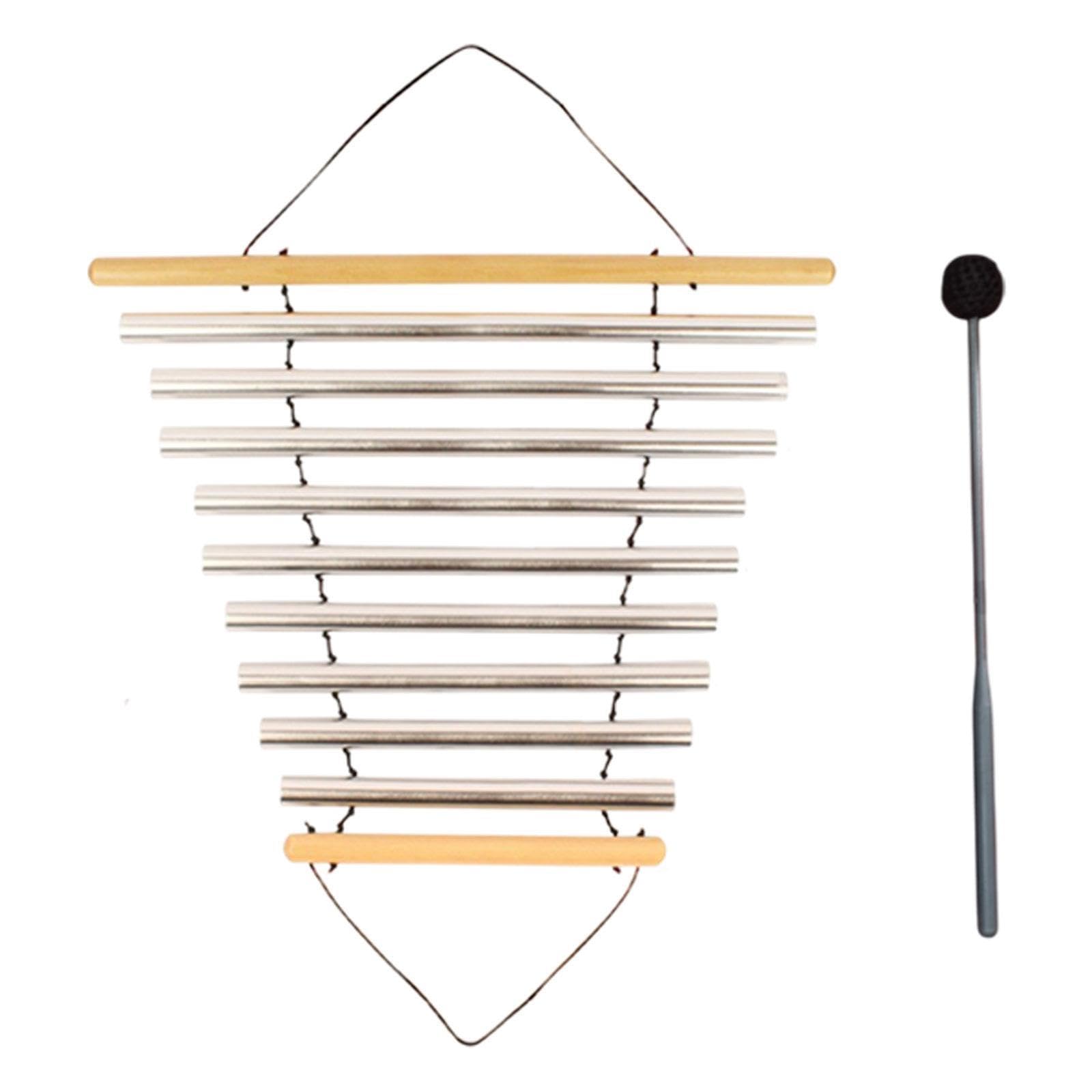 Campana de Meditación Instrumento de Percusión Varilla Tubular Portátil con Mallete Material Madera Aluminio para Meditación y Ambientes, 9 Tonos