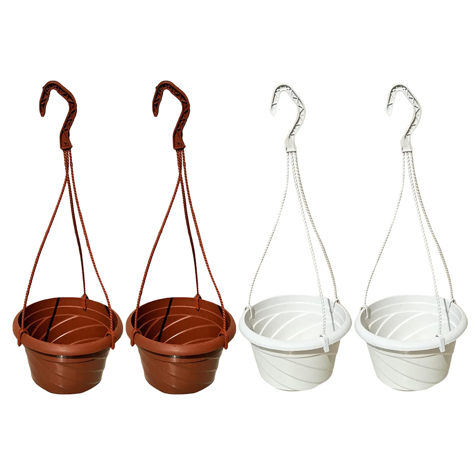 Set 4 Vasi Da Fiori 2 In 1 In Plastica – Design 3D, Diametro 15 Cm, Colori Bianco E Nero, Made In Europe