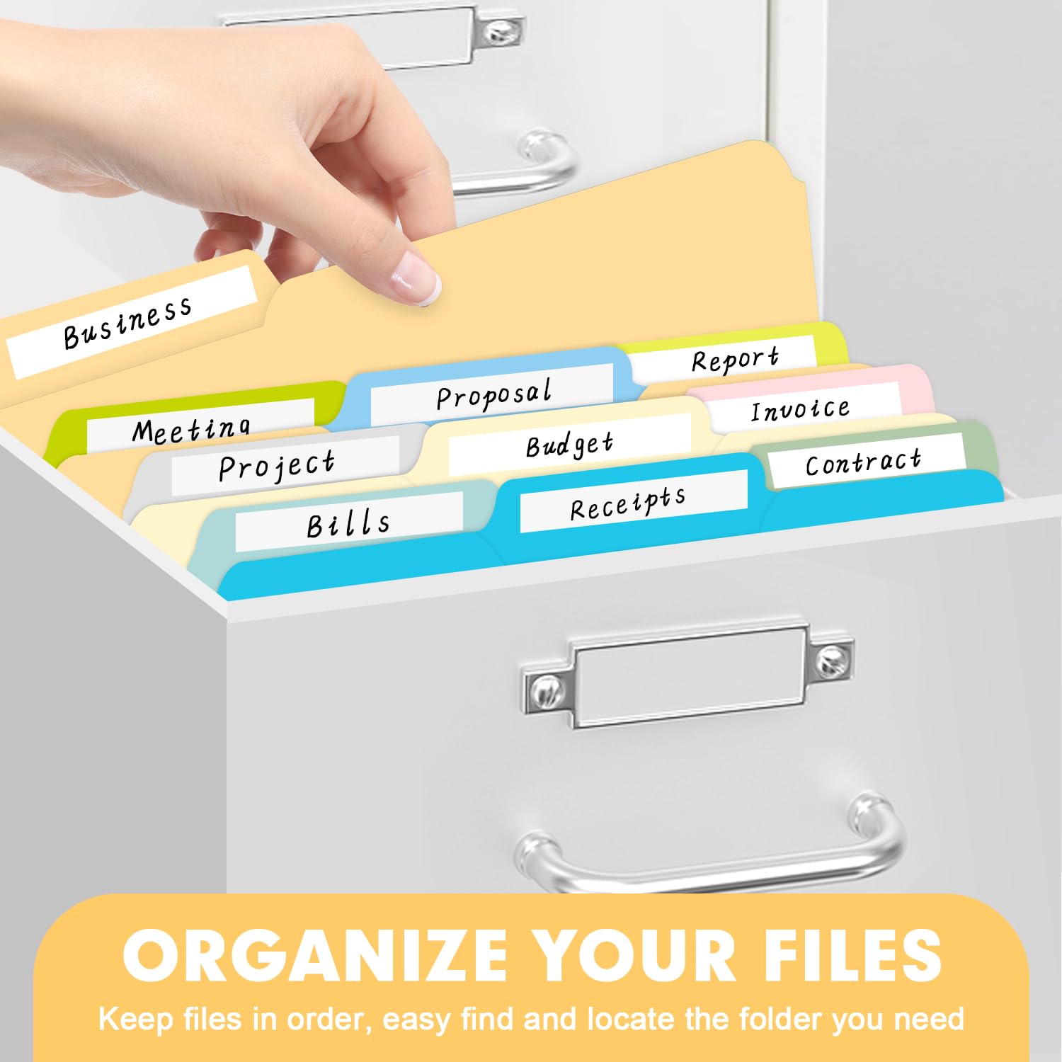 RAZCC - Carpeta de archivos, paquete de 200 carpetas de archivos de colores, tamaño carta, tamaño carta, carpetas de archivo con pestañas para oficina, escuela, negocios, 10 colores surtidos