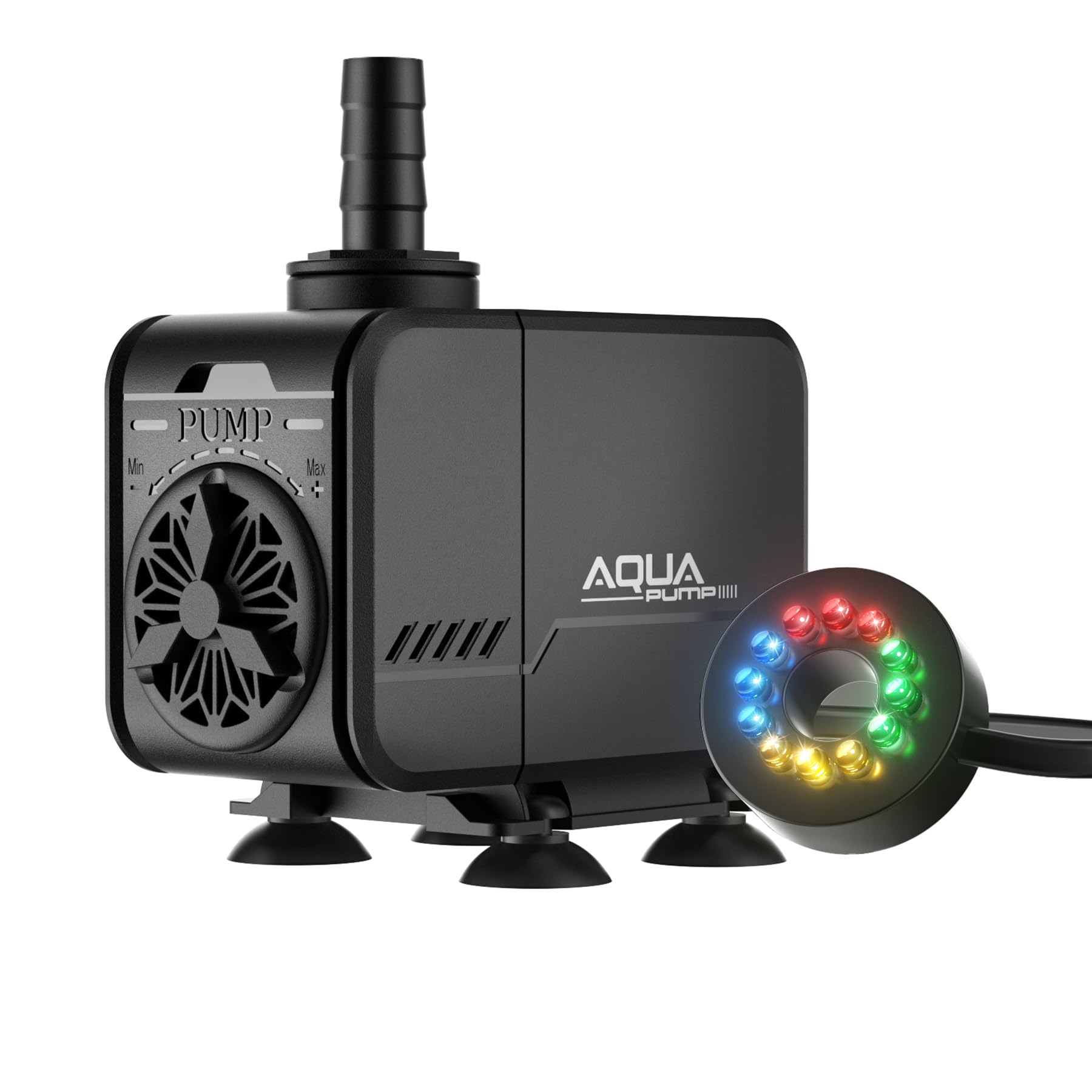 Forever Speed Pompa do akwarium Pompa do stawu regulowana Pompy do nurkowania 1500L/H do akwarium Teich Brunnen Ogród Akwarium z 12 kolorowymi lampkami LED, Max Förderhöhe 1.5M