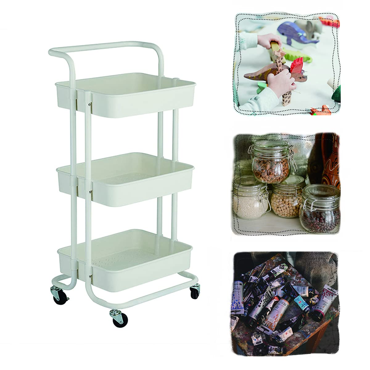 Buy Wheeled Bathroom Cart 3 Tier Multi Purpose Utility Storage