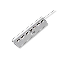 Nilox NXHU7ALU2, Hub USB 2.0 Elegante, Multipresa USB con 7 Porte, Velocità Trasferimento Dati 480 Mbps, Compatto, Leggero, Plug & Play con Base Antiscivolo e Funzione di Carica
