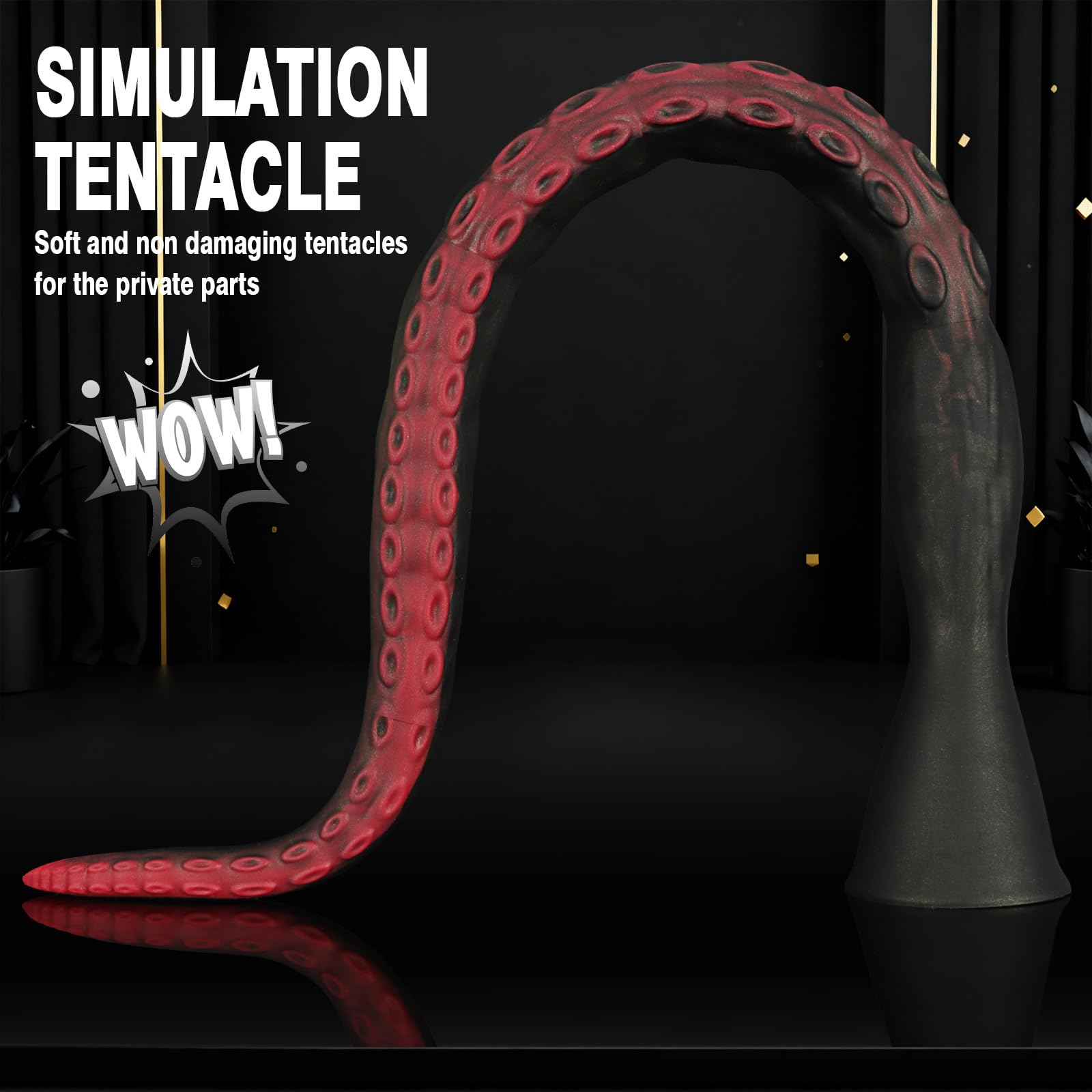 AMAZBEE Dildo a tentacoli extra lungo in silicone con ventosa – Plug anale lungo in silicone con struttura a polpo e dettagli a ventosa, dildo con ventosa per superfici lisce (XXL,1)
