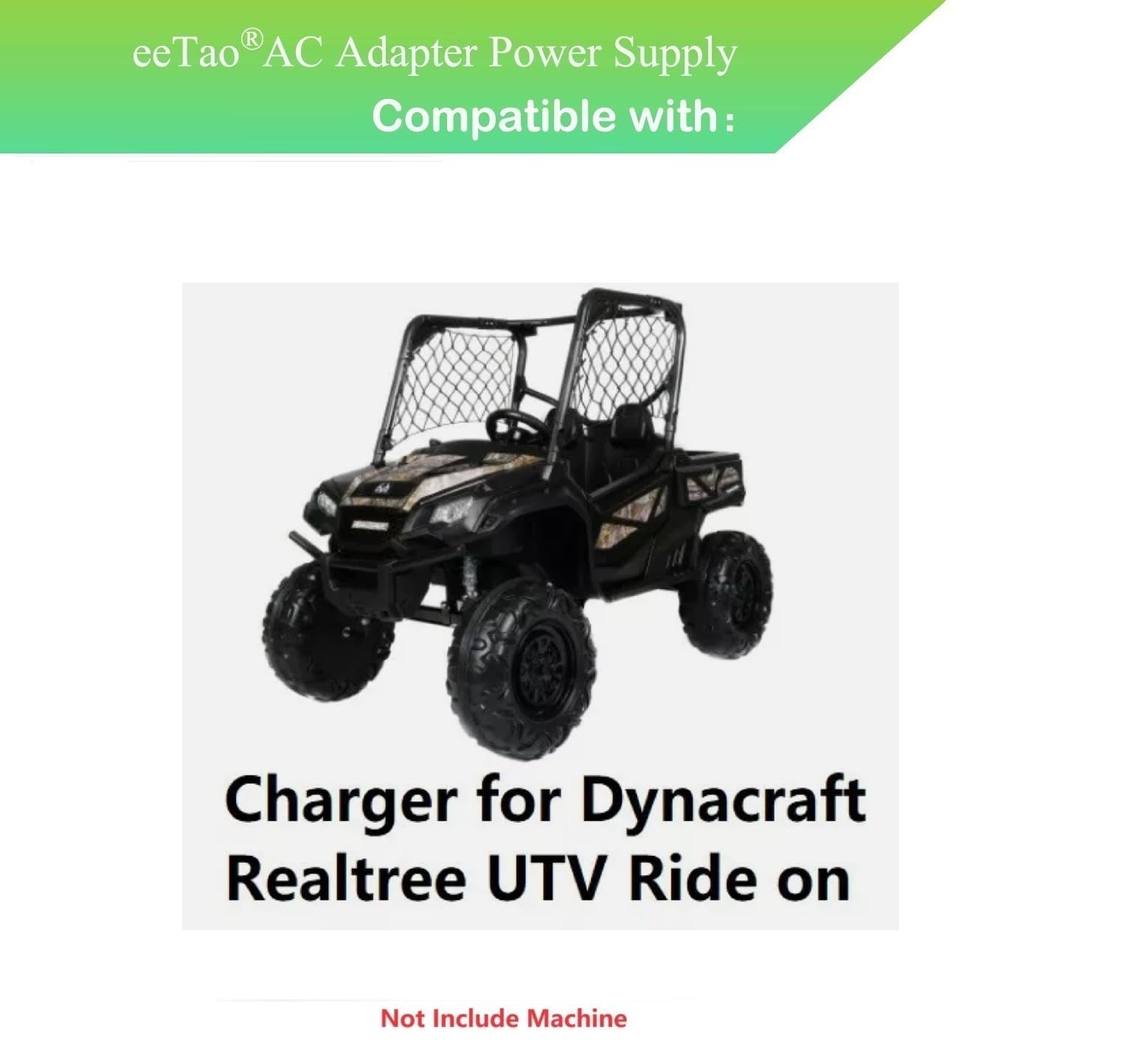 eeTao 24V Adapter Replacement Charger Compatible with Dynacraft Realtree UTV Ride on 4x4 Real Tree Buggy Dyna Power Supply Cord Cable