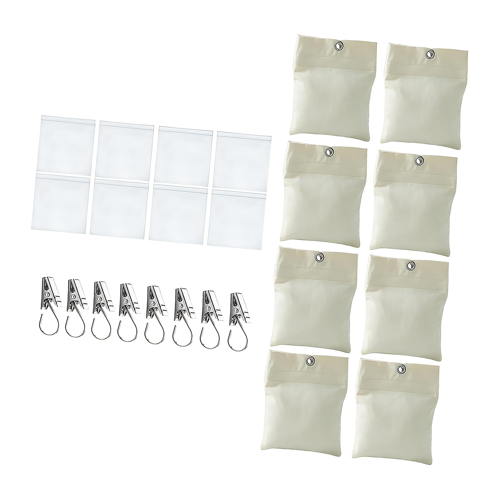 Qusinfc 8PCS Curtain Weight Bags Outdoor Drapes Bottom Weighted Empty Sandbag with Metal Retainer Clips Set for Stability Window Curtain Weights