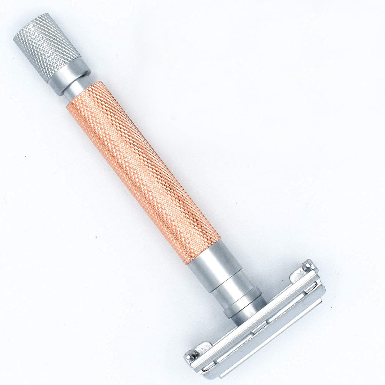 Parker Safety Razor, Parker 74R Rose Gold - Rasoio di sicurezza da uomo a farfalla pesante a doppio bordo aperto a manico lungo