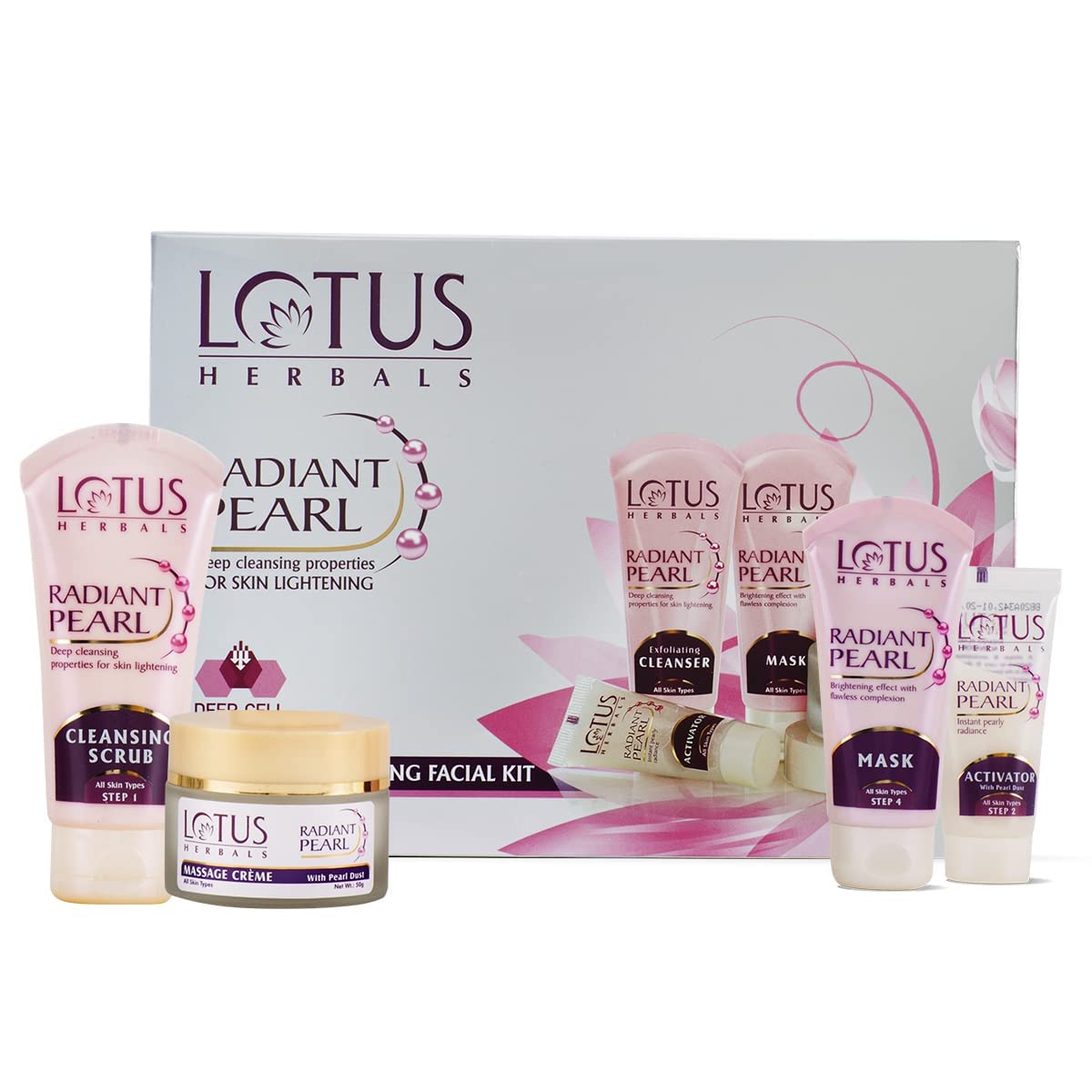 LOTUS HERBALS-RADIANT PEARL CELLULAR LIGHTENING FACIAL KIT 5 in 1