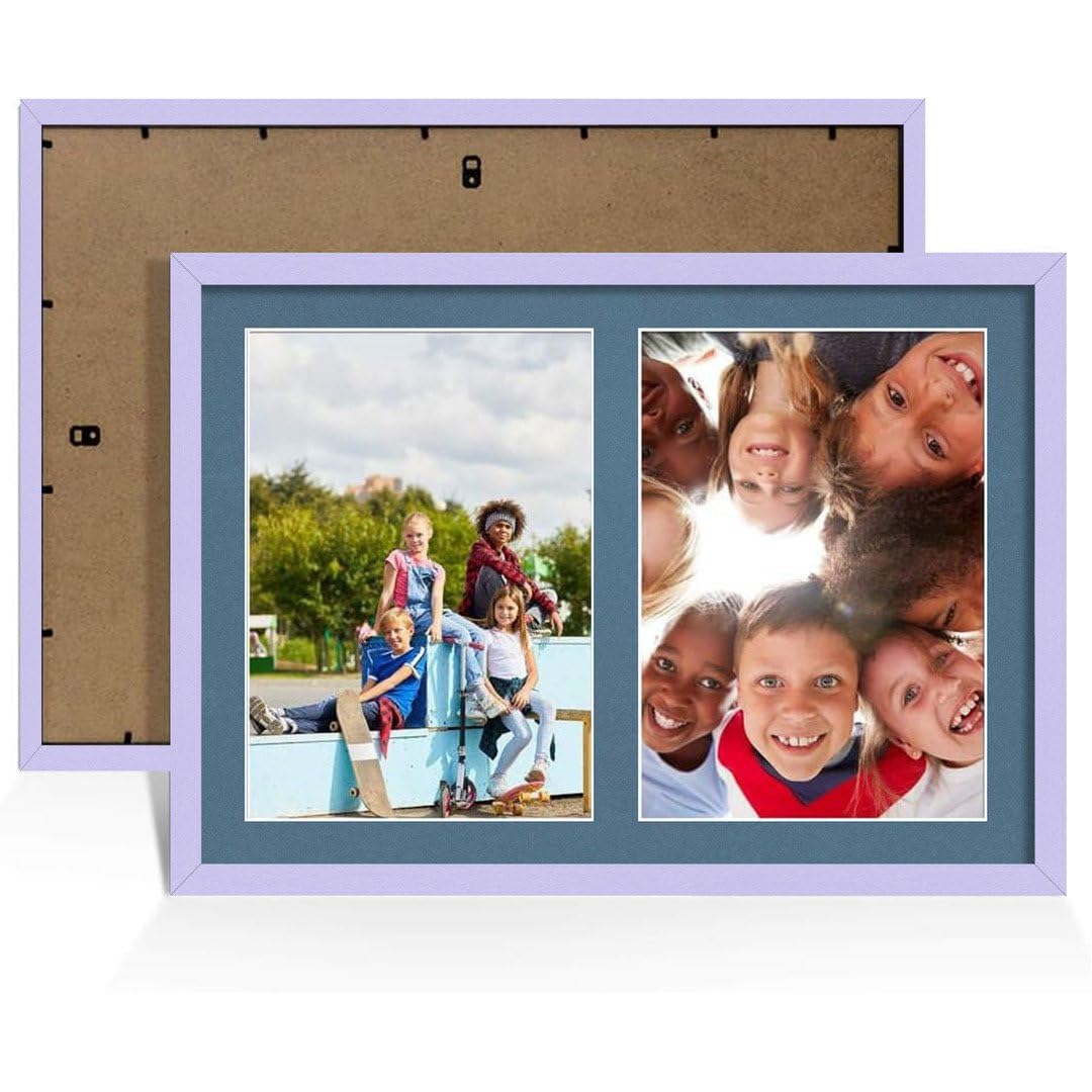 Procut Global 20X14 Purple Photo Frames For Multiple Pictures with Pompadour Mount-Sleek Collage Frame with 2 Apertures (2x) A4-Engineered Wood with Shatterproof Perspex — image 1