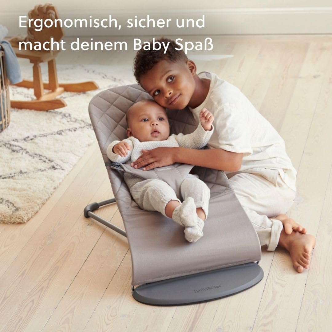 BabyBjörn Babywippe Bliss, Gewebt, Klassische Steppung, Sandgrau