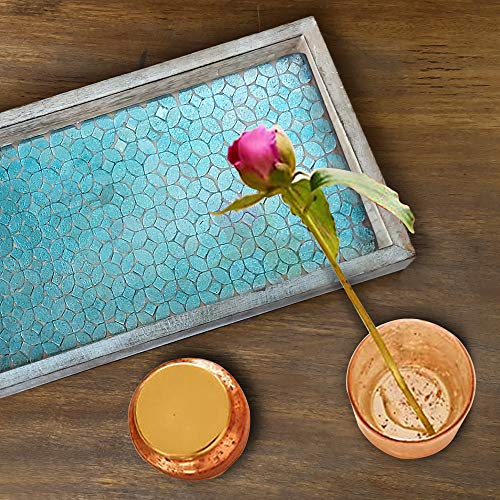Nu Steel TR-248 Luxury Aqua Marine Mirror Mosaic & Wood Tray thumb #5