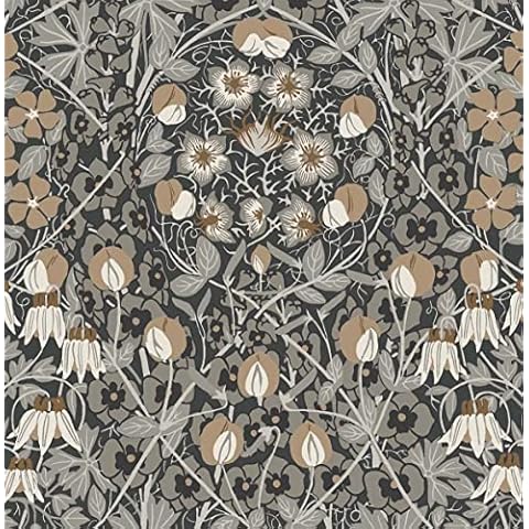 NextWall Tulip Garden Floral Peel and Stick Wallpaper (Wrought Iron & Chamois) Cover