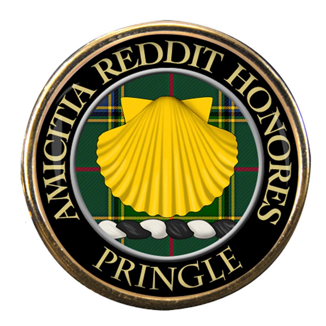 Family-Crests.com Men's Gold Pringle Scottish Clan Pin Badge