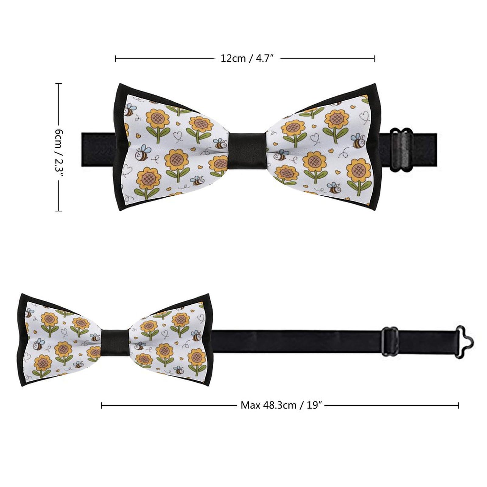 GoasNei Cute Bee And Sunflower Pattern Bow Tie for Men Adjustable Necktie Funny Tie Neck Ties for Weddings Party
