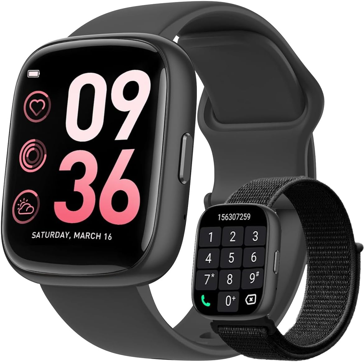 61qy4Pb8+OL._AC_SL1200_ Relogio Smartwatch Masculino e Feminino,Tela HD de 1,8" Relógio Smartwatch com Alexa, 100 Esportes,Frequência Cardíaca e Monitoramento do Sono,IP68 à rova d'água,Compatível com Android iOS,2 Pulseiras