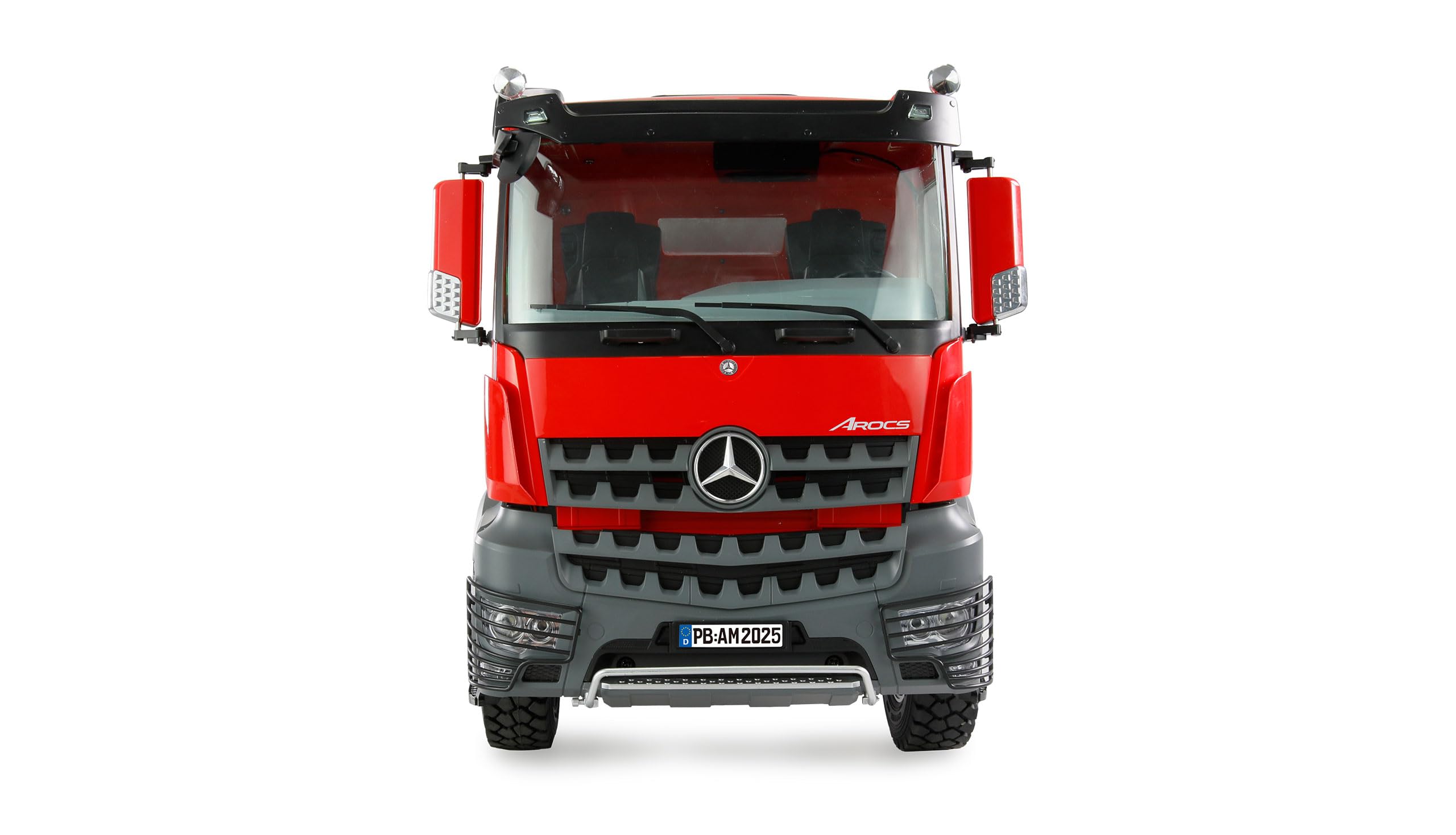 Amewi Mercedes-Benz Arocs wywrotka 4x4 1:14 RTR czerwona z pilotem zdalnego sterowania, akumulatorem, kablem do ładowania