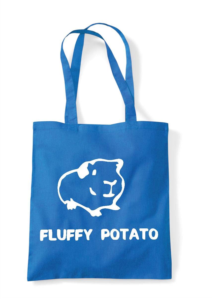 Alternative Animal Names Fluffy Potato Guinea Pig cotton tote shopping bag - Sapphire