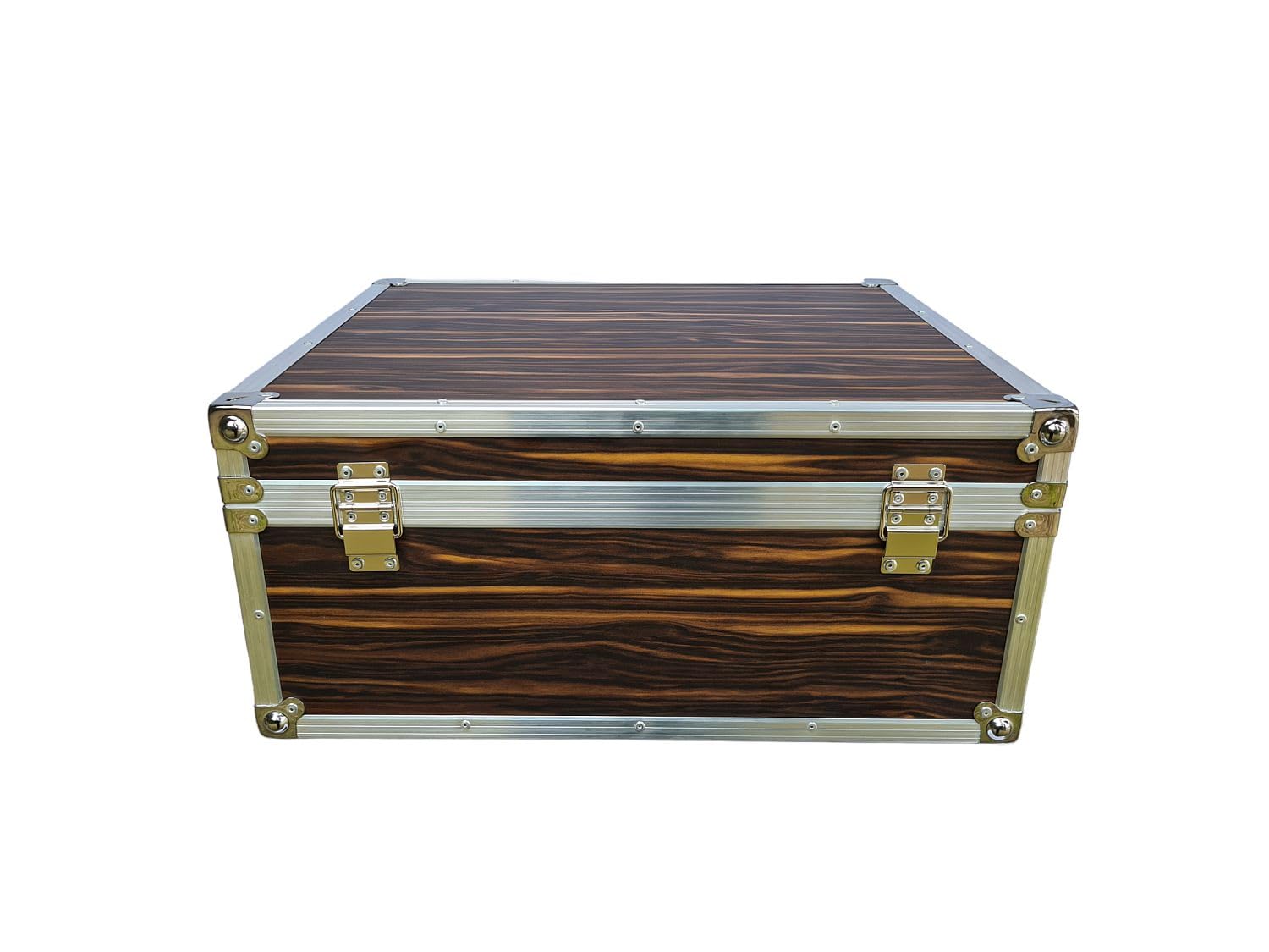 Akkordeonkoffer 120 Bass Holz Case Flightcase Nuss-Natura 58x48x25 cm – robuster Holzkoffer mit Polsterung, Metallecken & Tragegriff – stilvolles Akkordeon Case für sicheren Transport & Schutz