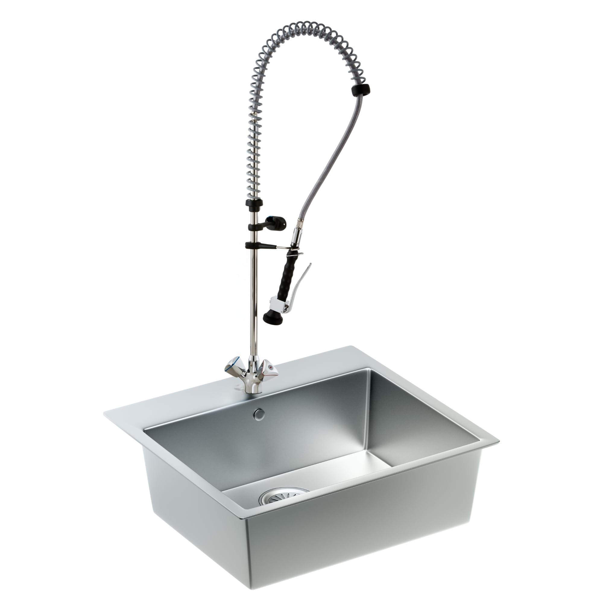 Geschirrwaschbrause für Gastro Küchen - 120 cm Höhe - AISI 304 Edelstahllegierung - Lochbohrung 29mm - biegsamer Wasserhahn Armaturen Gastronomie Wand Armatur
