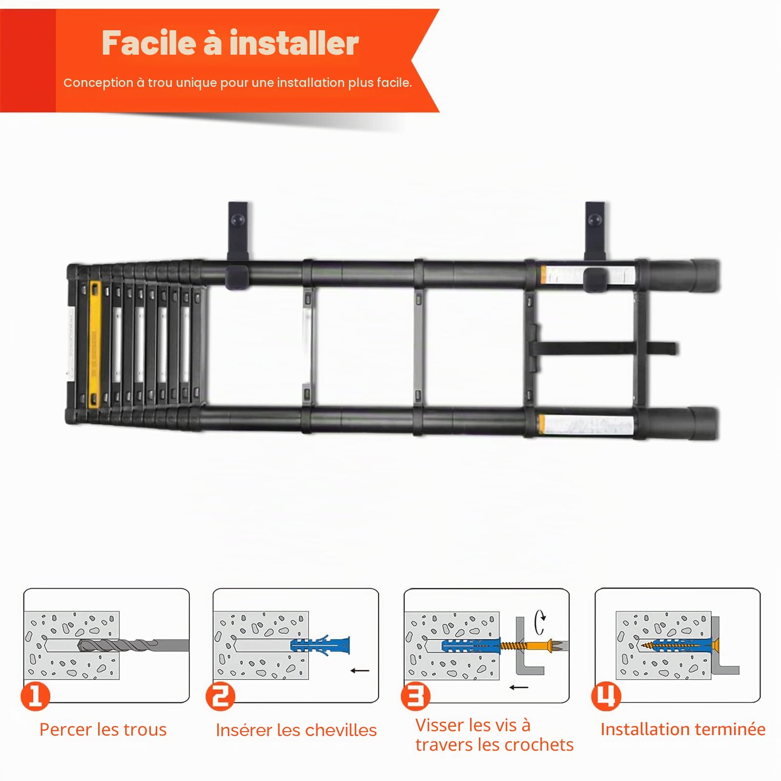 8 crochets de rangement atelier garage, crochet mural garage, Porte Outils de Jardin Mural, J Crochets Universels Noirs à Visser, Supports de Montage Muraux Robustes（10cm, 40kg）