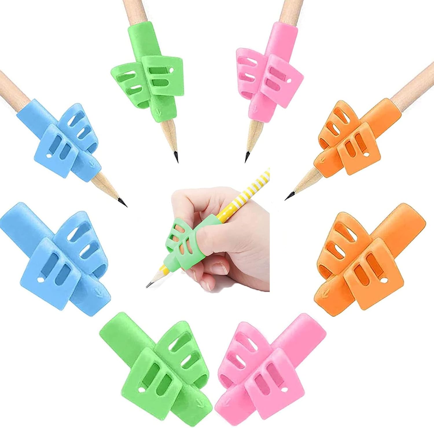 BOZILY 8 Pcs Writing Aid Grip Pen Grips Pencil Holder Grip Handwriting