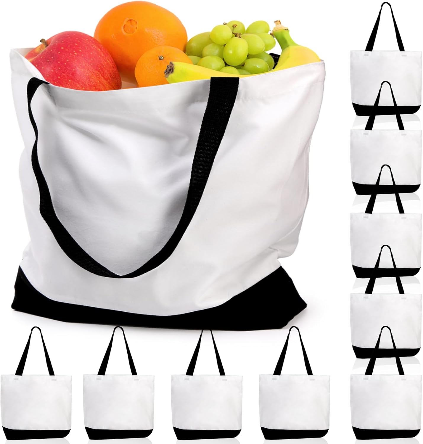 9 pack canvas tote bags large reusable shopping bags blank